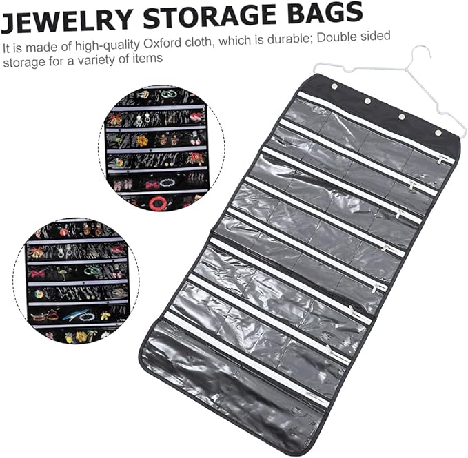 Double-side Hanging Pouch Jewelry Storage Bag Hair Accessories Organizer Travel Organizer Bag