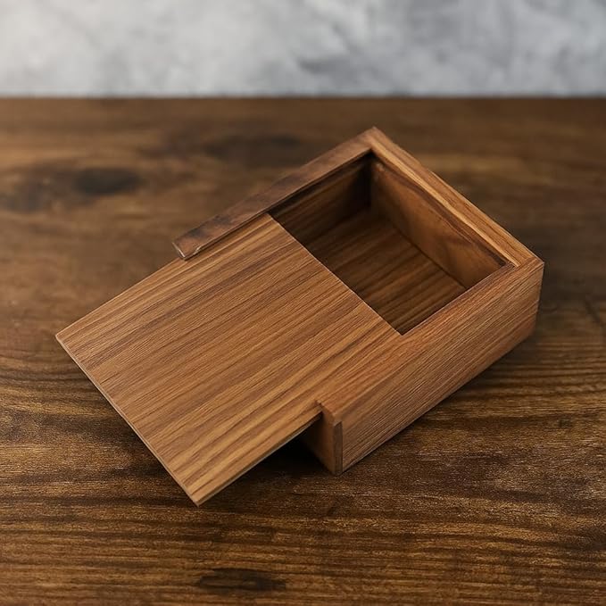3.7" x 3.7" x 1.6" Walnut Jewelry Box for Rings, Earrings, Keepsakes | Wedding Gift, Elegant Present | Handcrafted Wood Box