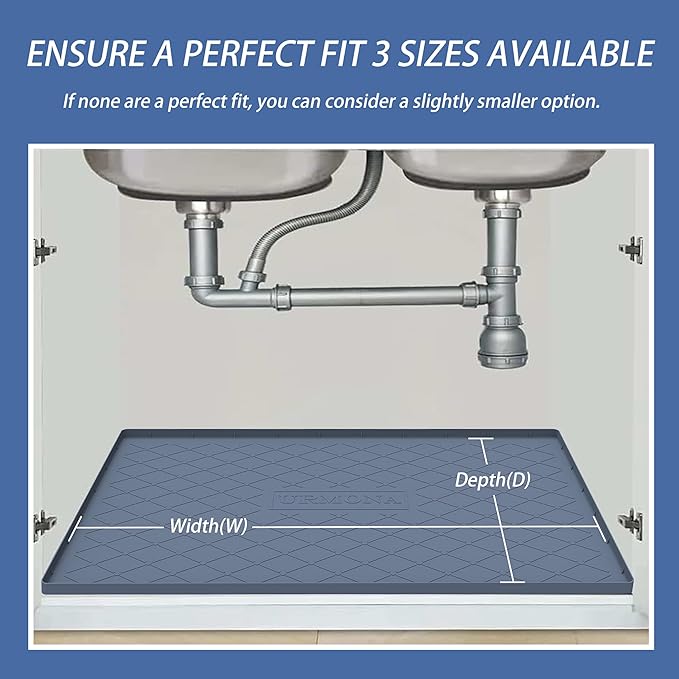 URMONA 31" x 22" Waterproof Silicone Mat in Multiple Sizes & Colors, Under Sink Mat for Kitchen & Bathroom, Pet Food Pad for Dogs & Cats, Kitchen Cabinet Liner, Multi-Purpose for Storage(Khaki)