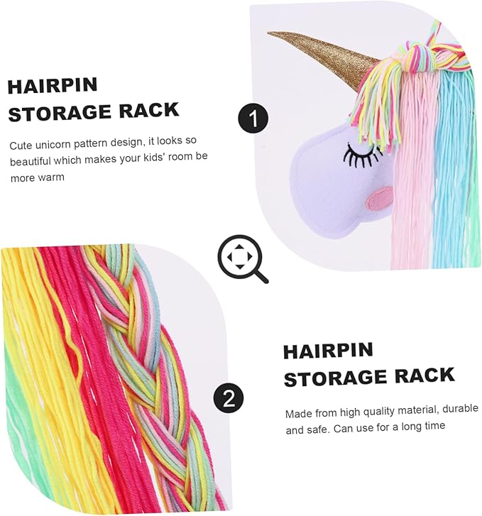 Hand-woven Unicorn Headband Organizer Hair Clips Storage Holder for Girls Wall-mounted Headdress Organizer for Bows Accessories