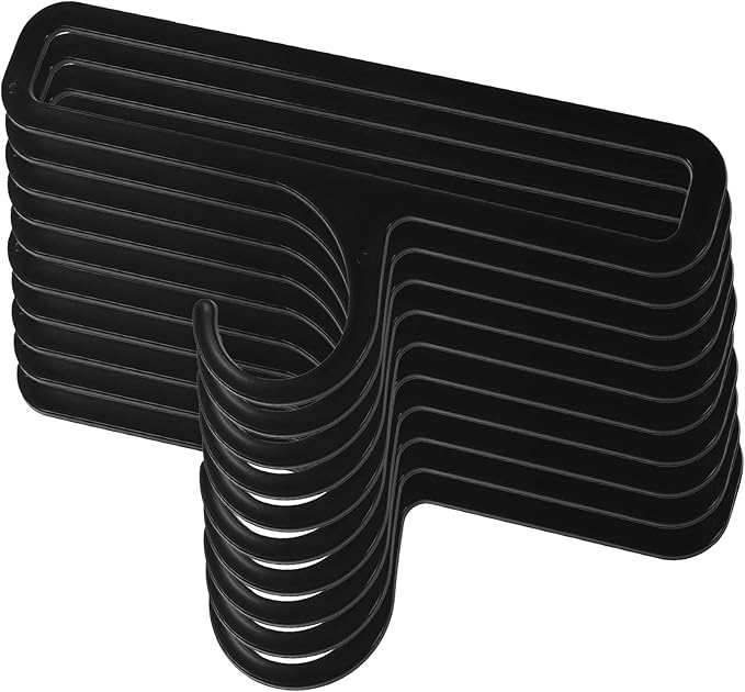 Veemoon Scarf Hanger and Belt Organizer Plastic Closet Storage Rack for Scarves Ties and Towels, Space-Saving Accessory Organizer for Home and Retail Display, 10pcs Black