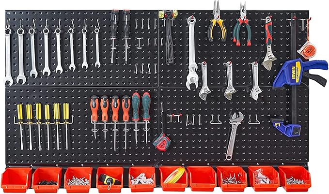 Ultrawall 2 Pcs Metal Pegboard Wall Panels, Peg Boards for Garage Tool Storage