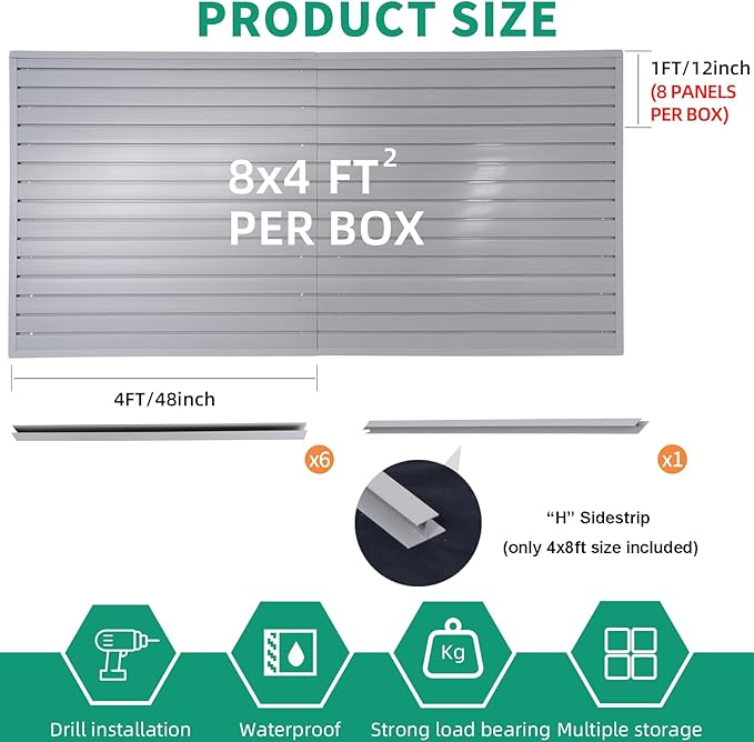 Slat Wall Paneling Garage Slat Wall Storage Systems Grey Slatwall Panels 4'x8' Power Tool Organizer Wall Mount, PVC Garage Storage & Organization Products Slate Board Panel for Retail Display