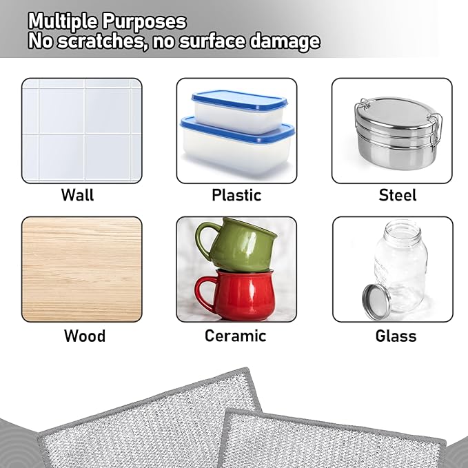 XANGNIER 20 Pcs Multipurpose Wire Dishwashing Rags for Wet and Dry,2024 New Multifunctional Non-Scratch Wire Dishcloth,Wire Cleaning Cloth,Non Scratching Metal Wire Rag for Kitchen,Counter,Dishes,Sink