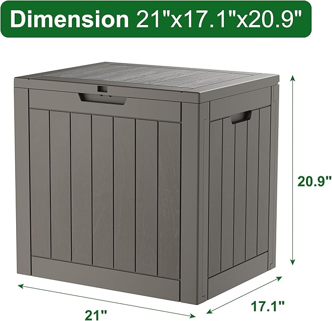 Outdoor Storage Box, Resin Deck Boxes Indoor and outdoor, Waterproof Storage Box Lockable Lid (Grey,35 Gallon-2Pack)