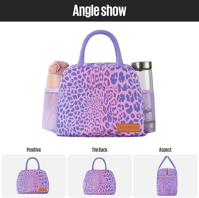 Lunch Bag Women/Men Lunch Box Women/Men (purple leopard)