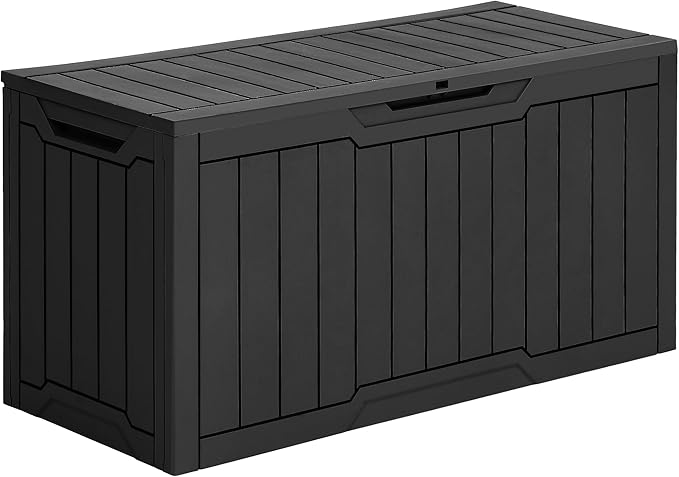 YITAHOME 80 Gallon Resin Deck Box, Weather Resistant Outdoor Storage Box, Lockable Indoor Outdoor Storage for Supplies and Essentials, Black