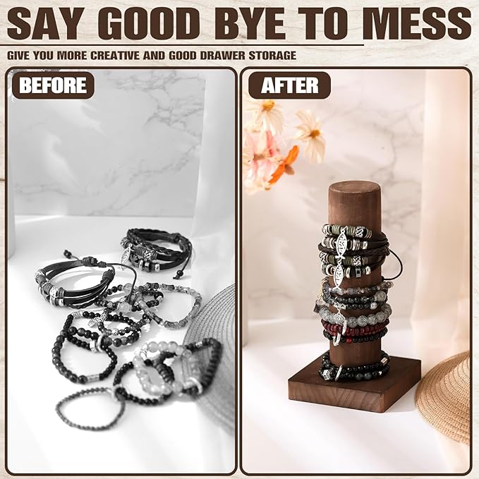 Scrunchie Bracelet Display Stand Holder for Vendors 4 x 4 x 8 Inches Solid Wood Hair Tie Jewelry Storage Organizer for Women Store Showcase Home
