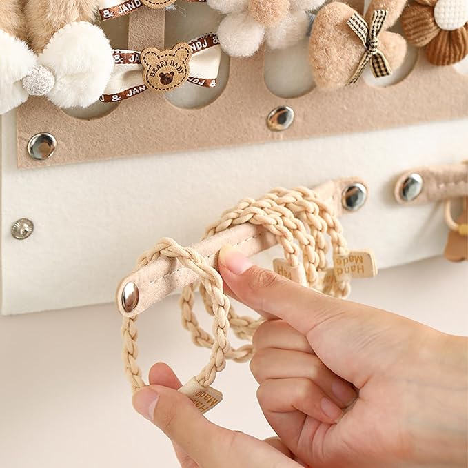 2 Pack Hair Bows Holder,Hair Clips Storage Hanger Large Capacity,Hair Bows Organizer Wall Hanging for Girl Room,Hair Accessories Organizer（Coffee）