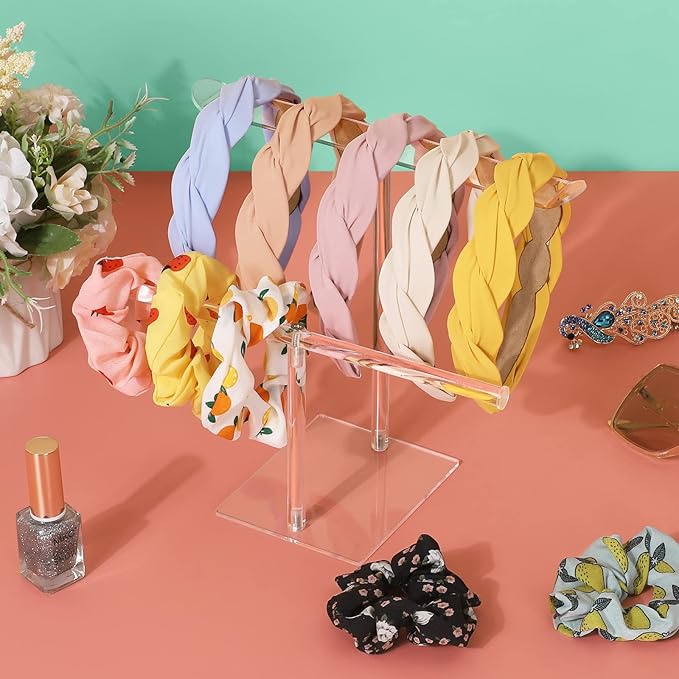 Headband Holder Scrunchie Holders Acrylic, Clear Hair Ties Stand Organizer, Headband Display Stand, Scrunchie Storage Organizers, Hair Accessories Organizer for Women and Girls