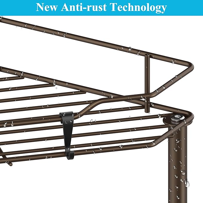 5 Tier Floor Standing Corner Shower Caddy Organizer Shelf with Hooks, Bathroom Shelves Stand Rack, Bronze