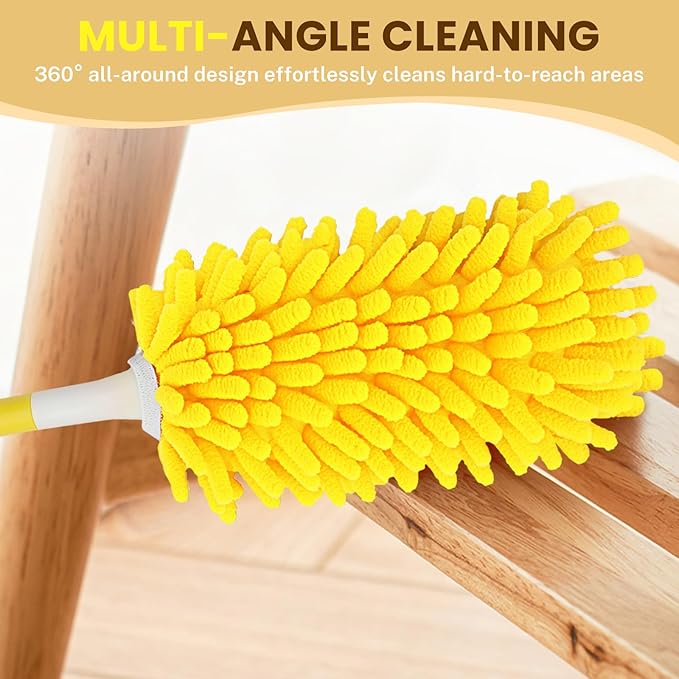 SetSail Dusters for Cleaning 4pcs Small Microfiber Duster Refills with 1 Handle Reusable Duster Refill Compatible with Swiffer Washable Duster Cleaner Kit for Furniture, Blind