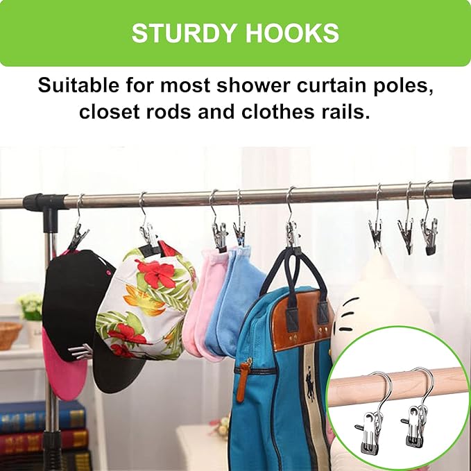 Boot Hangers Clips, 16 Pack Laundry Hooks Hanging Clips Clothes Pins Closet Hanger Organizer Clamps Socks Towel Clips Heavy Duty Clothespins Bulk Hanger Clips for Closet Travel Pants Socks Handbags