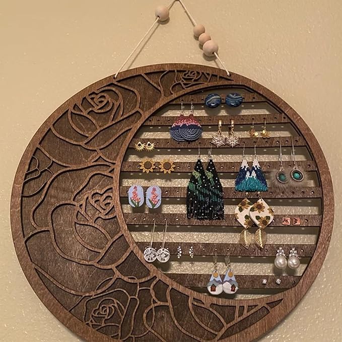 Wood Earring Wall Holder Organizer,9.8 Inch Jewelry Organizer Wall Mounted,Hanging Jewelry Organizer Earring Organizer Holder for Jewelry Earring Stud Display,A1