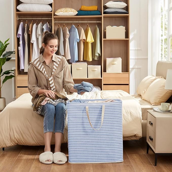 Lifewit 1 Pack Laundry Hamper Large Collapsible Laundry Baskets, Freestanding Waterproof Clothes Hamper with Easy Carry Handles in Laundry Room Bedroom Bathroom College Dorm, Blue, 100L