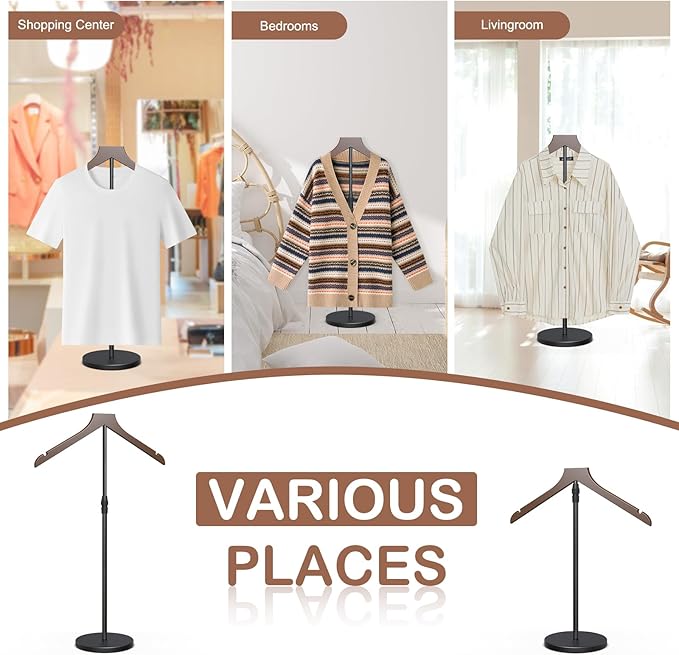 OLV Shirt Display Stand, 18-34 Inch Adjustable Mannequin Stand for Vendors, Mannequin Torso Valet Stand for Shop, Dress Form Steamer Stand for Clothes, Jacket Coat Hanger Stand, Brown