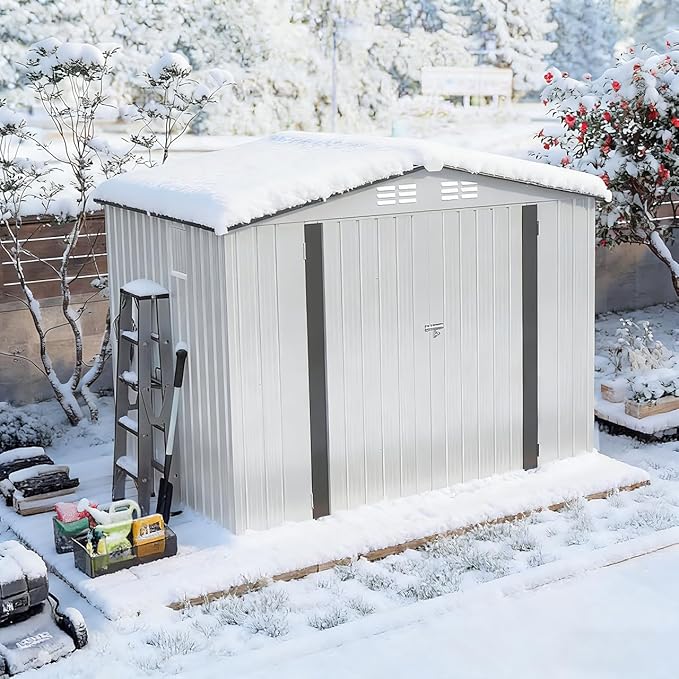 6x3.6FT Storage Shed, Outdoor Galvanized Steel Garden Shed with Lockable Door & Window, Waterproof Metal Tool Storage for Garden, Backyard, Patio, Lawn