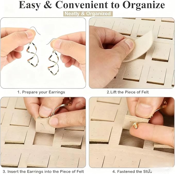 Hanging Earrings Organizer & Holder 20 Hooks, Holds Up To 300 Pairs, Compact Design, Soft Material, Earring Hanger & Display for Women & Girls,1 Pack (Black, 22.5 * 13.6 inches)