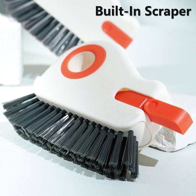 Groove Cleaning Brush 2 in 1 Grout Cleaner Tool Grip Brush Hard Bristle Crevice Cleaning Brush for Sliding Door Track, Window Sill, Window Seal (Orange)