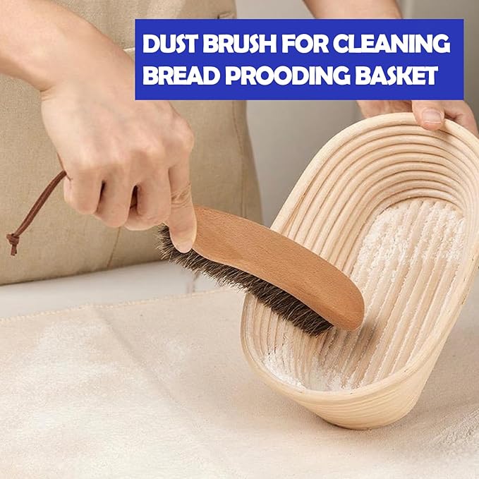 Cleaning Brush for Bread Proofing Baskets/Countertops/Wood Pulp Banneton/Proofing Cloth,Horse Hair Brush for Cleaning Flour,Natural Wood Handle,Banneton Brush,Hang Hole Design