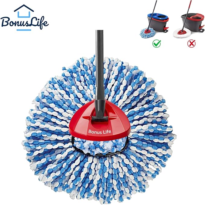 BonusLife 2-Pack Mop Head for O-Ceda RinseClean Spin Mop Refill 2-Tank System Only Easy Cleaning Microfiber Replacement