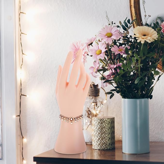 Hand Model Display Stand for Jewelry Collection Decorative Bracelet and Ring Storage Holder Skin Tone Mannequin Hand Stable Tabletop Organizer for Accessories