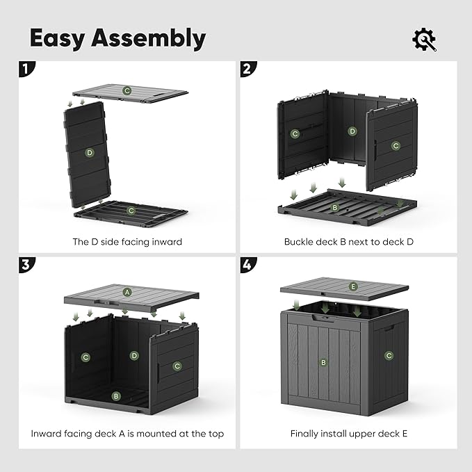 NEWBULIG 31 Gallon Outdoor Storage Box, Waterproof Deck Box with Lockable Lid, Patio Furniture Bench & Side Table, Easy Assembly, for Garden, Pool, Patio & Backyard Organization, Black