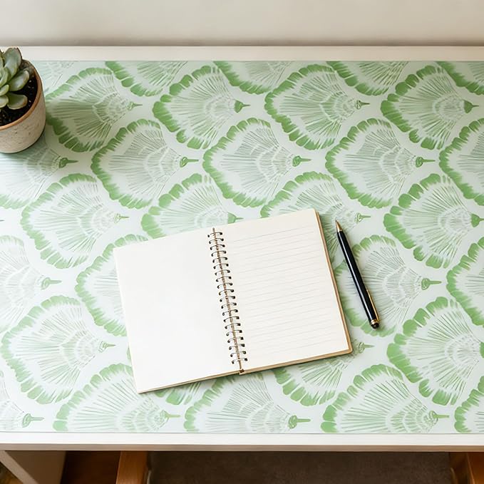 Drawer and Shelf Liner - Green Banana Leaf Pattern,Non Adhesive Non Slip Waterproof Easy-Clean Liner for Kitchen Cabinet, Refrigerator, Bathroom, Pantry Storage Drawers, 17 in x 20 Ft.