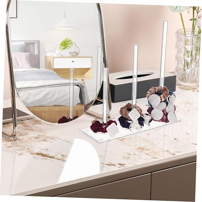 2Pcs Clear Hair Accessories Organizer Stand Scrunchie Holder for Hair Ties and Bracelets Efficient Storage for Vanity and Bathroom Counter Easy to Clean Design