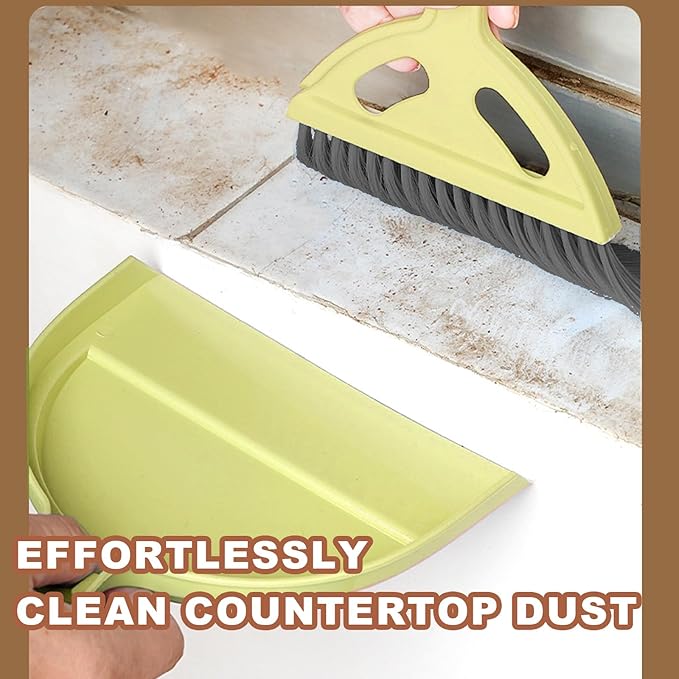 Mini Broom and Dustpan Set Small Broom with Dustpan Combo Set Portable Cleaning Tools for Home Office RV Learning Camping (Yellow)