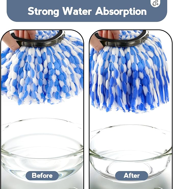 6 Pack Mop Replace Head, Mop Head Replacement, Microfiber, Machine Washable, Easy to Replace and Deep Cleaning