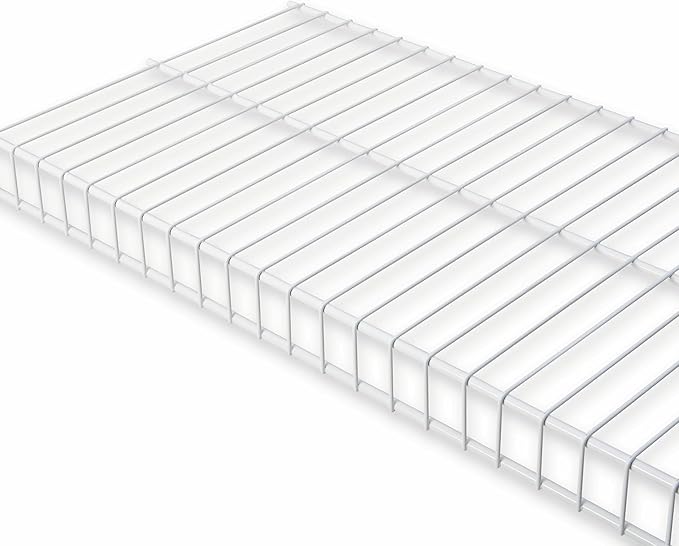 Rubbermaid Full Closet Organization Shelf System, Direct Wall Mount, Adjustable from 3-5 Ft., Mounting Hardware Kit Included, White, Wire Shelving Organizer System for Home/Laundry/Mudroom/Pantry