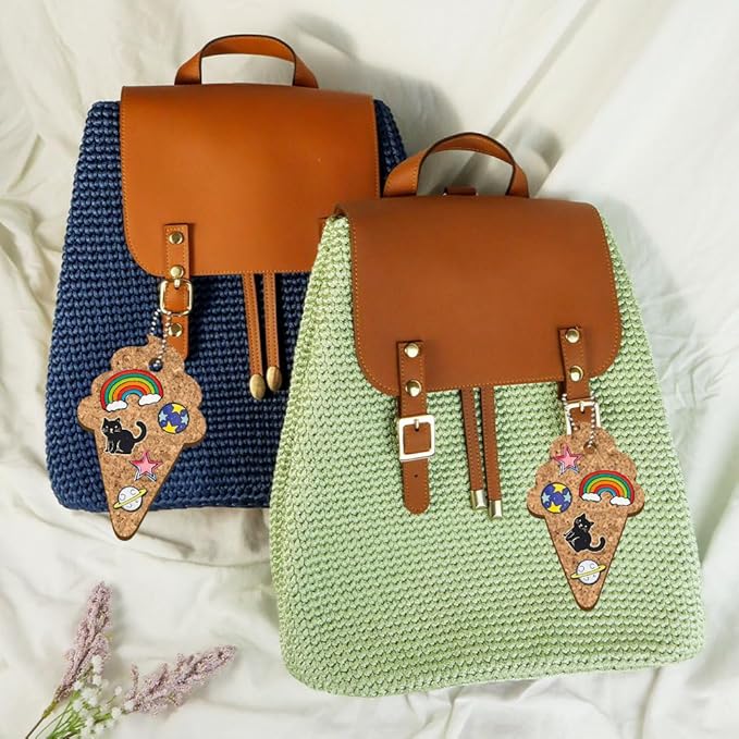 peacoblue 4Pcs Ice Cream Enamel Pin Holder Display Board Collection with Key Chain for Bag, Backpack 4.7" x 4.3", Pins Display Frame Organizer Storage to Show Unique Style for Student, Male, Female