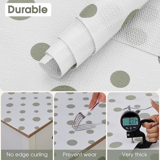 Beautysaid Shelf and Drawer Liner for Kitchen Cabinet, Non Adhesive Non Slip Shelf Paper Waterproof Washable Thickened for Dresser Pantry Shelve Bathroom Protector Liner(Polka Dot,18 in x 20 FT)