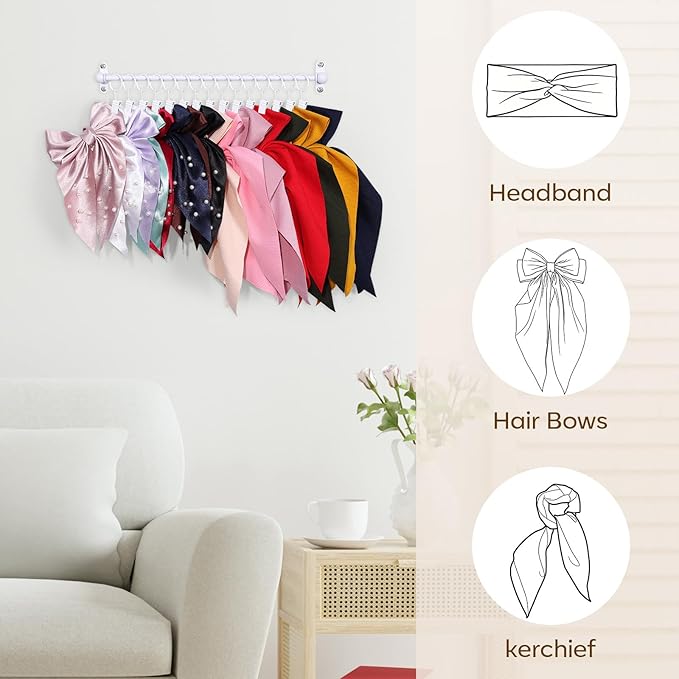 Bow Holder for Girls Hair Bows, Metal Hair Clip Oraganizer for Women Display,Wall Hanging Alligator Clip Hair Accessories Organizer Rack Bedroom College Dorm Decor