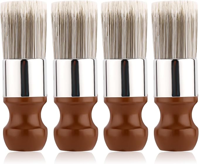 4pcs Salve Brushes for Furniture, Leather Cleaning Brush with Wood Handle and Soft Bristles Repair Cream Balm Applicator Tools for Furniture Home Leather(Salve Not Included)