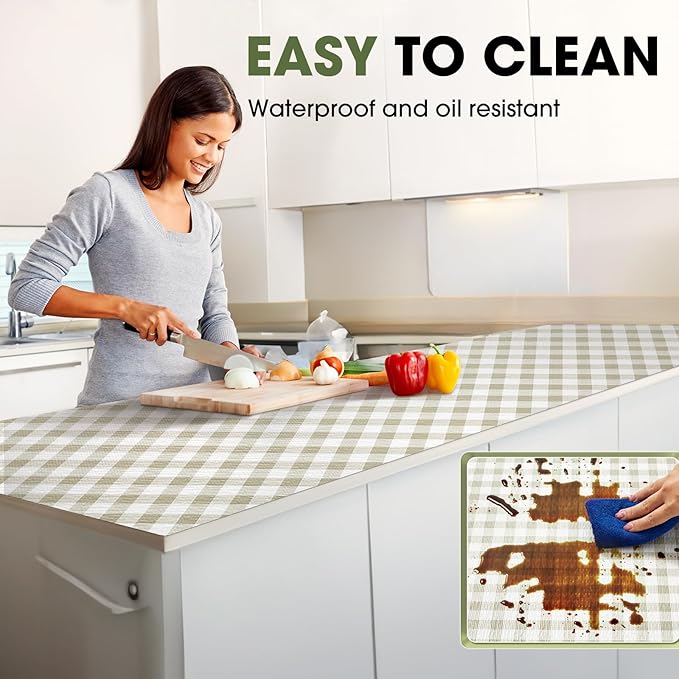 Beautysaid Shelf and Drawer Liner for Kitchen Cabinet, Non Adhesive Non Slip Shelf Paper Waterproof Washable Thickened for Dresser Pantry Shelve Bathroom Protector Liner(Checkered,18 in x 30 FT)