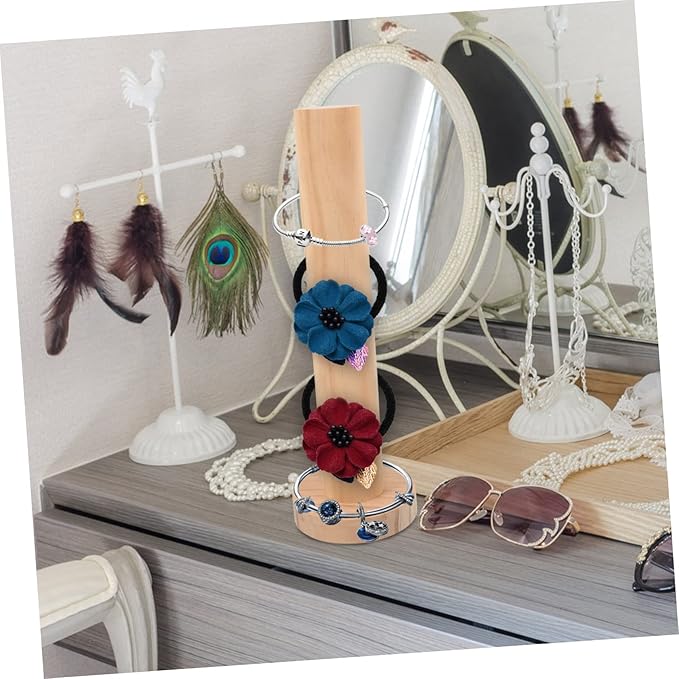 VALICLUD Hair Accessories Organizer Solid Wood Display Stand Hairband Holder Hoop Storage Rack Hair Tie Stand for Home