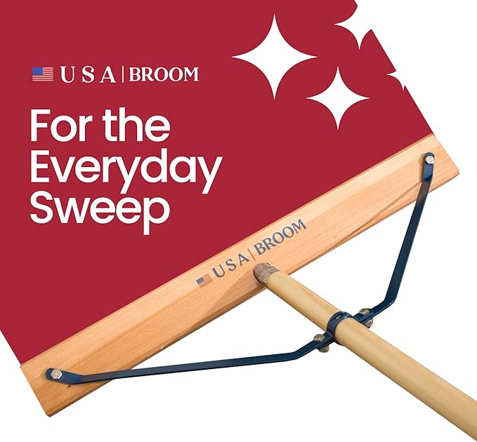 2-Pack - 24" Everyday Sweep Indoor/Outdoor Push Broom with 60" Handle. Ideal for Garages & Shops. Durable American Made Steel Brackets-All Stainless Steel Hardware. No Plastic. 100% USA Made