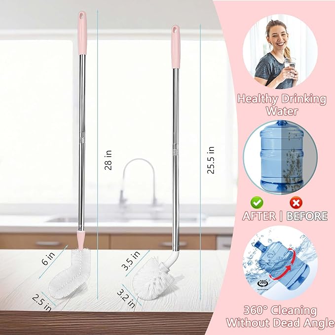 5 Gallon Water jug Cleaning Brush，2 Pack Bucket Brush, Kettle Brush, Cleaning Extra Long Bottles, 5 Gallon Jug Cleaner, Water Bottle Brush，Carboy Brush.