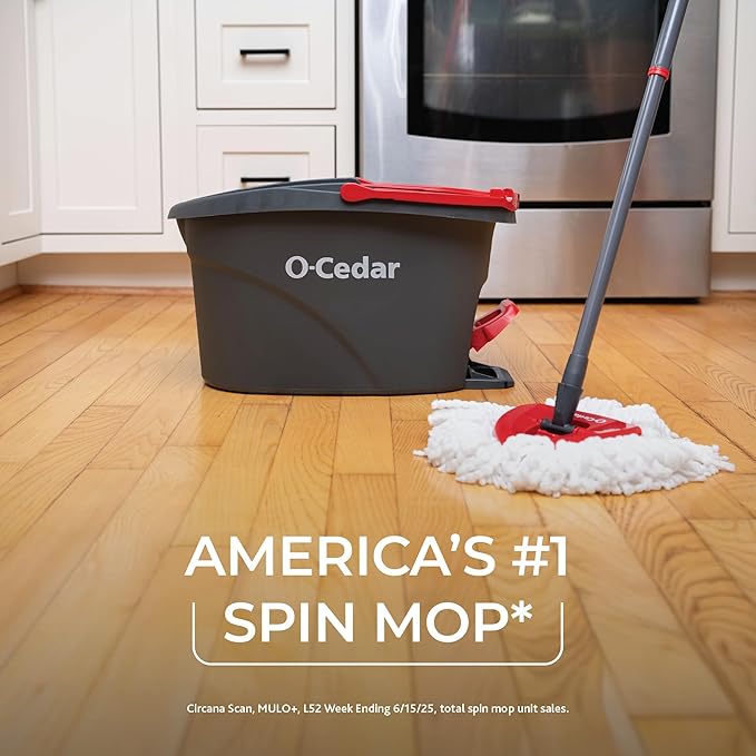 O-Cedar Easywring Microfiber Spin Mop & Bucket Floor Cleaning System with 4 Extra Refills