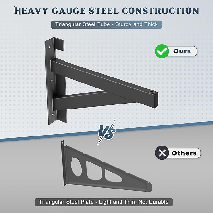 2 Pack Heavy Duty Garage Wall Shelving Set (1x4ft), Wall Mounted Garage Shelves 700lbs Capacity, 12"x48" Shelf Storage Rack Floating Shelves, Black
