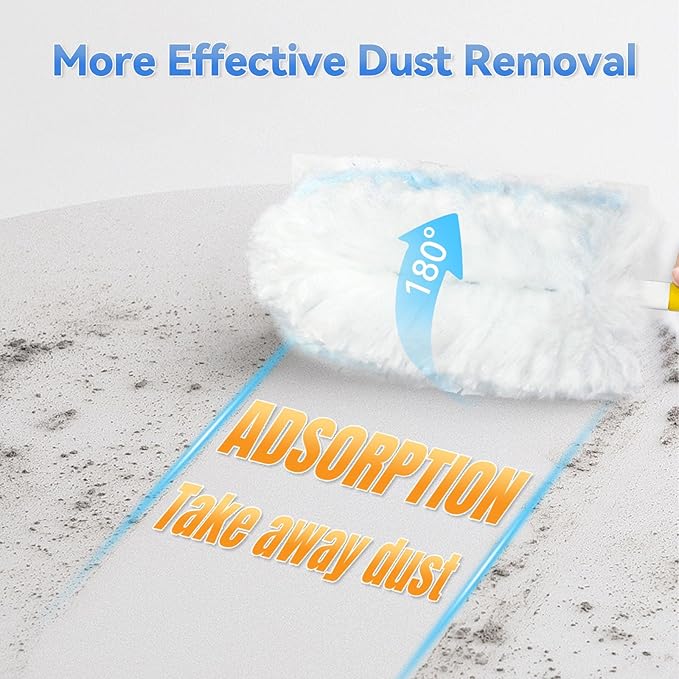 30 Pack Dusters Refills Compatible with Swiffer Duster Handle Models, 180° One Sided Duster Refills for Short and Extendable Handles, with 1 Pack Handle