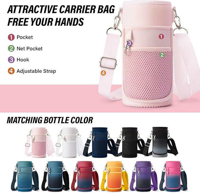 National Parks Water Bottle – 32 oz Insulated Stainless Steel Bottle with 63 Hand-Drawn Park Stickers, Carrier Bag, Strap & Gift Box – BPA-Free – Ideal for Hiking, Camping & Travel