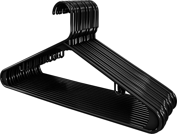 Utopia Home Plastic Hangers Pack - Clothes Hanger with Hooks - Durable & Space Saving for Coat & Other Clothing Black Pack of 20