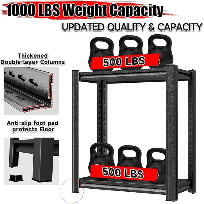 72"H/60"H: Father & I 5-tier storage rack, metal + wood, suitable for garage/kitchen/pantry, steel multi-functional support, adjustable, heavy-duty garage rack, black. (15.68*15.68*11.68)