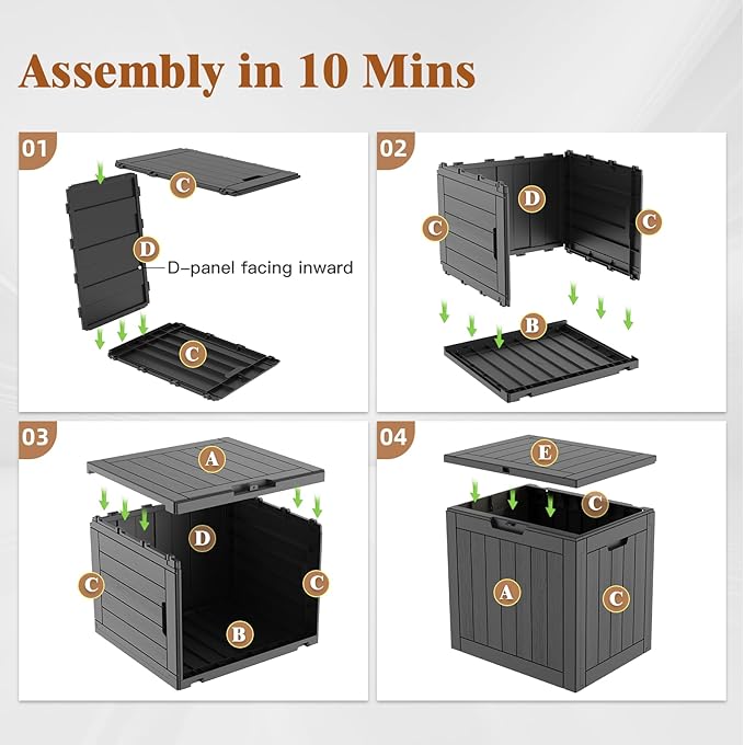 Outdoor Storage Box, Deck Box Waterproof 35 Gallon, Resin Outside Storage, Storage Bin for Package Delivery, Patio Furniture Cushion, Pool Accessories, Weatherproof and UV Resistant, Black