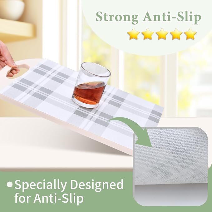 Drawer and Shelf Liner for Kitchen Cabinet: 17 in X 20 Ft Non Slip Waterproof Shelf Paper Non Adhesive Refrigerator Liners Light Grey Lattice Easy Liners for Bathroom