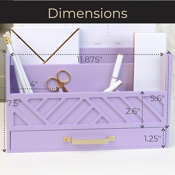 BLU MONACO | Wooden Mail Organizer Countertop with Drawer | Tabletop Organizer with Drawers for Desk | Mail Sorter Organizer Countertop Letter Paper Holder