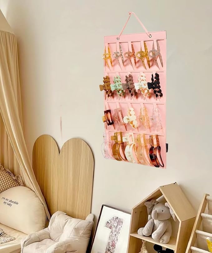 Hanging Claw Clip Organizer for Women Large Capacity Hair Bows Holder Hair Accessories Storage for Sunglasses, Hair Clips, Jewelry, Headbands, Claw Clips Organizer